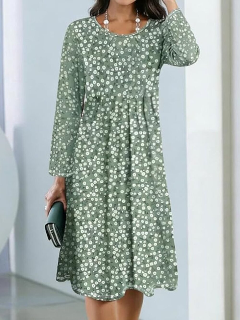 Floral Boho Winter Wedding Long Sleeve Dress Size Medium